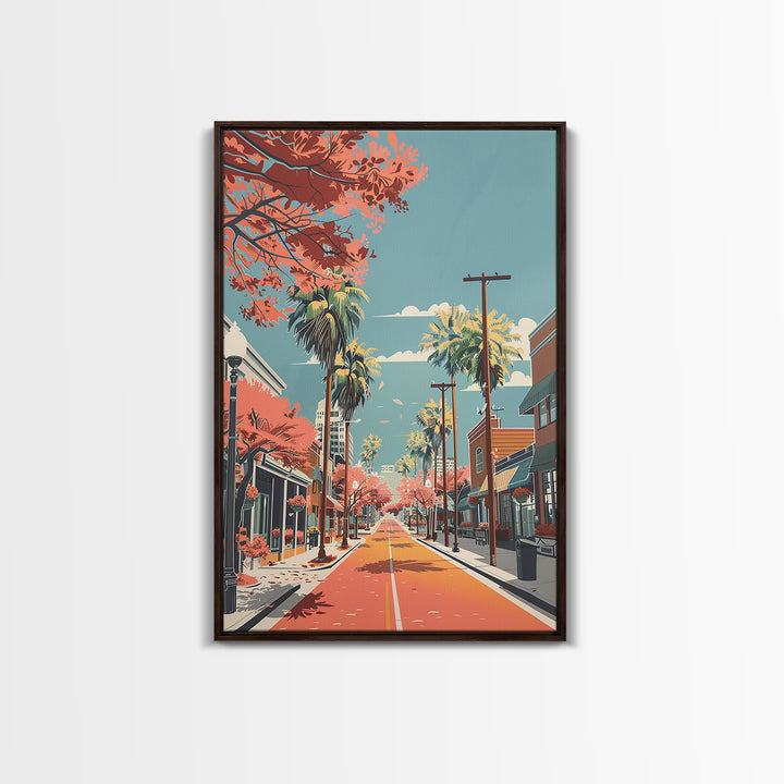 League City Travel Poster, Framed Canvas Print, Travel Prints, Landscape Art, Travel Art Print, Vintage Travel Print, Fine Art Print