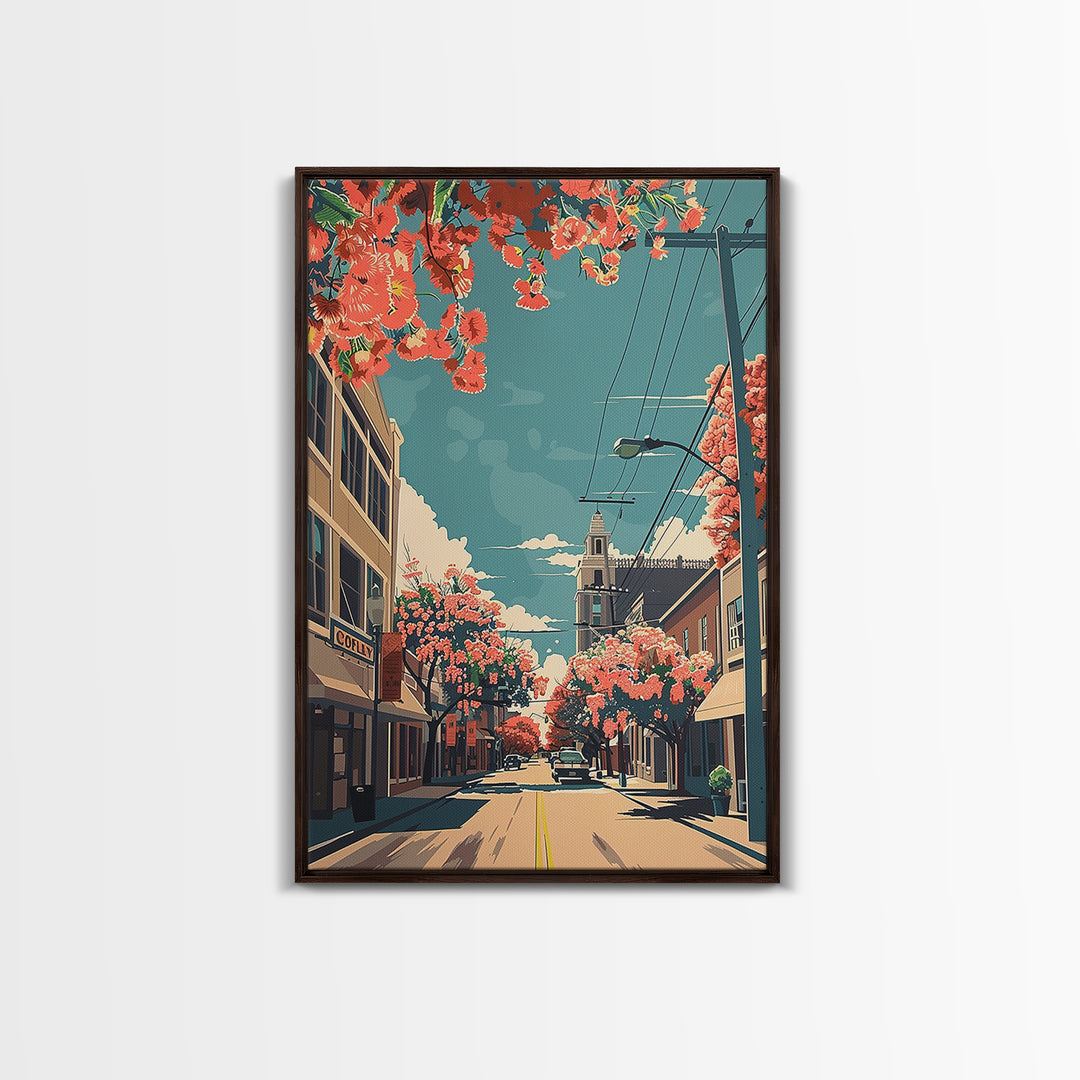 Lewisville Travel Poster, Framed Canvas Print, Travel Prints, Landscape Art, Fine Art Print, Travel Decor, City Wall Art, Home Decor