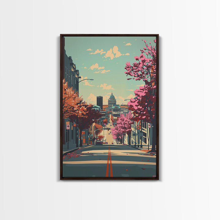 Lincoln Travel Poster, Framed Canvas Print, City Travel Poster, Vintage City Poster, Landscape Art, Travel Posters, Gallery Wall Set