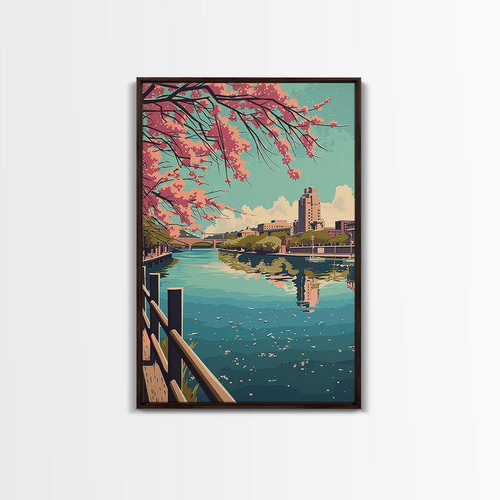 Little Rock Travel Poster, Framed Canvas Print, Retro Travel Poster, City Wall Art, Retro Wall Art, Living Room Wall Art, Home Decor