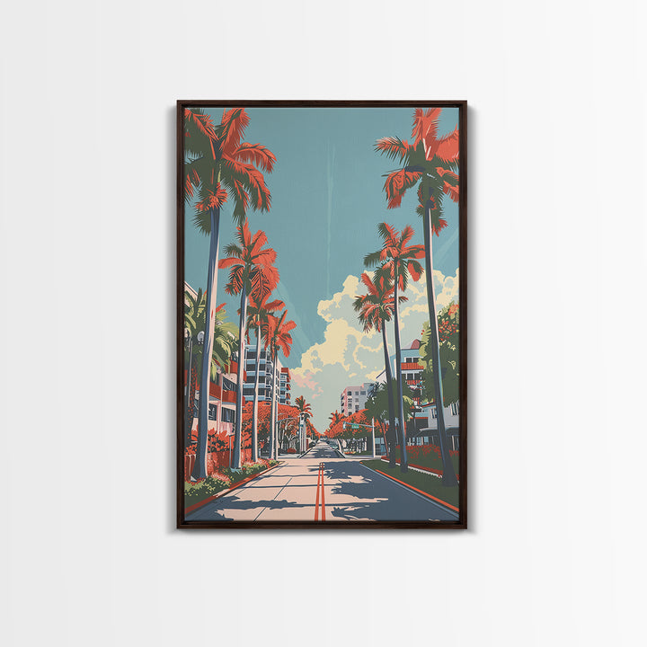 Miami Gardens Travel Poster, Framed Canvas Print, Vintage Travel Print, City Wall Art, Vintage Poster, Wanderlust Gift, Travel Print