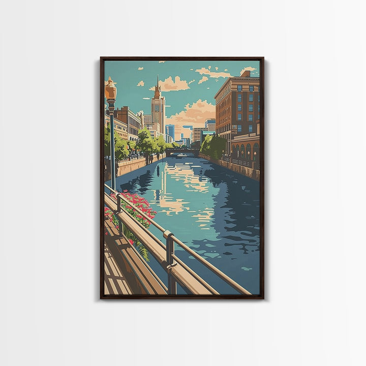 Milwaukee Travel Poster, Framed Canvas Print, Travel Wall Art, City Wall Art, City Travel Poster, Travel Print, Vintage Travel Print