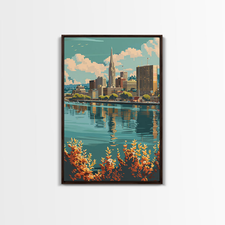 Oakland Travel Poster, Canvas Print, City Travel Poster, Travel Wall Decor, Living Room Wall Art, Gallery Wall Set, Travel Art Print