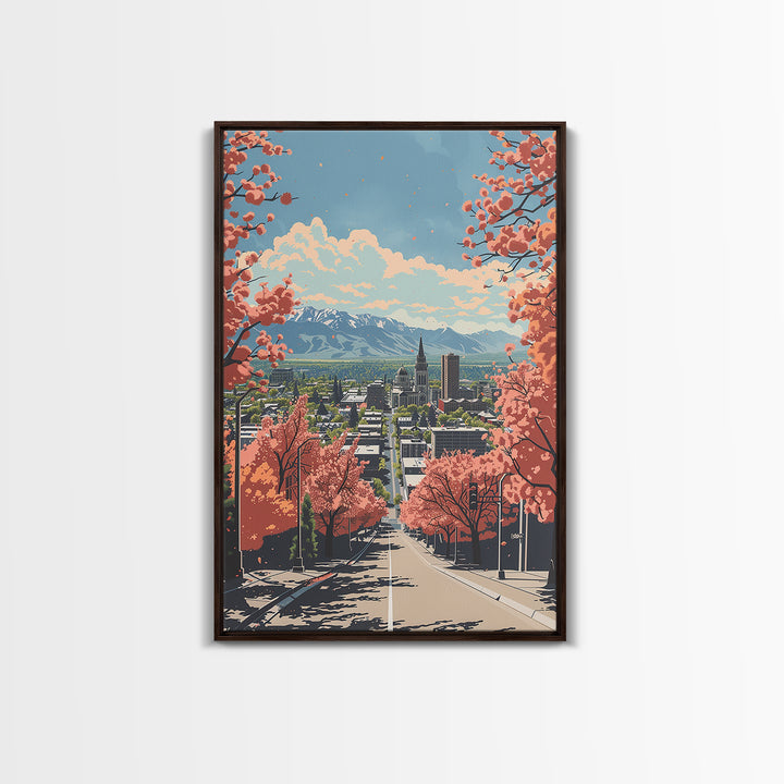 Provo Travel Poster, Framed Canvas Print, City Travel Poster, Vintage City Poster, Landscape Art, Vintage Travel Art, Vintage Travel