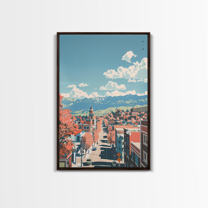 Pueblo Travel Poster, Framed Canvas Print, Travel Wall Decor, Minimalist Poster, City Art Print, City Illustration, Travel Art Print