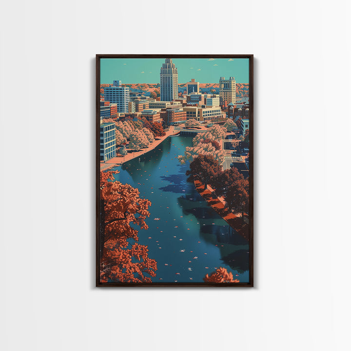 Raleigh Travel Poster, Framed Canvas Print, Travel Art Print, Modern Wall Decor, Home Office Decor, Travel Posters, Gallery Wall Set