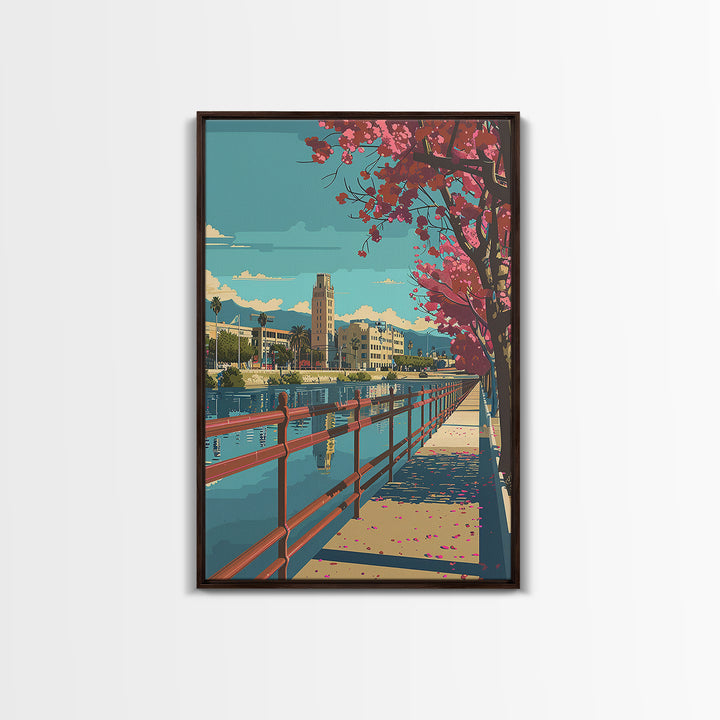 Riverside Travel Poster, Canvas Print, Retro Travel Poster, City Wall Art, Vintage Poster, Vintage City Poster, Mid Century Wall Art