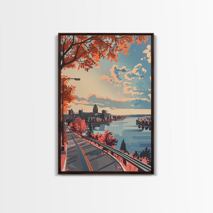 Rochester Travel Poster, Framed Canvas Print, City Travel Poster, Vintage City Poster, Fine Art Print, Vintage Posters, Travel Print