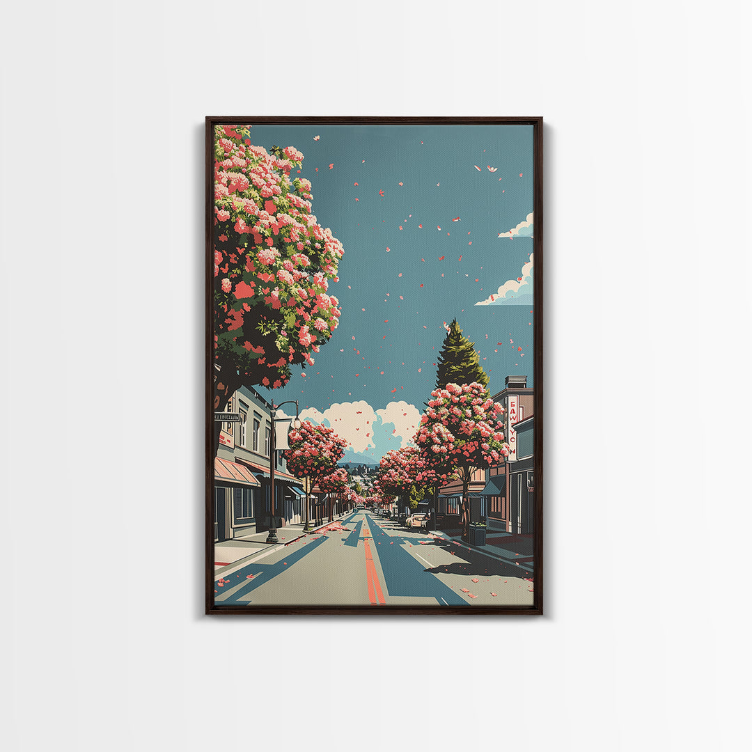 Roseville Travel Poster, Framed Canvas Print, Retro Travel Poster, City Wall Art, Home Office Decor, Wanderlust Gift, Travel Posters
