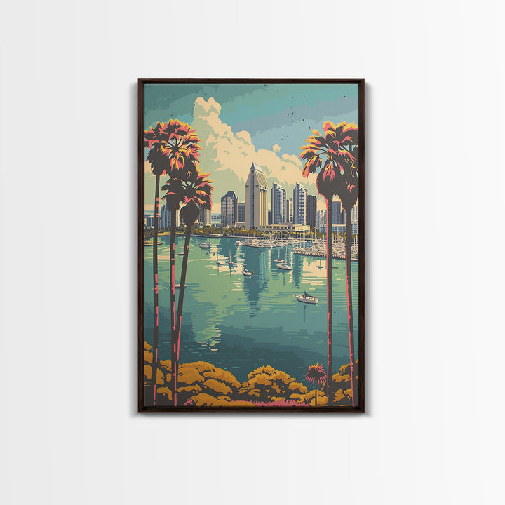 San Diego Travel Poster, Canvas Print, Travel Prints, Landscape Art, Poster Print, City Illustration, City Art Print, Vintage Poster