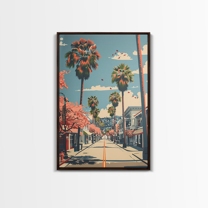 Santa Maria Travel Poster, Canvas Print, City Art Print, Travel Wall Art, Living Room Wall Art, Fine Art Print, Mid Century Wall Art