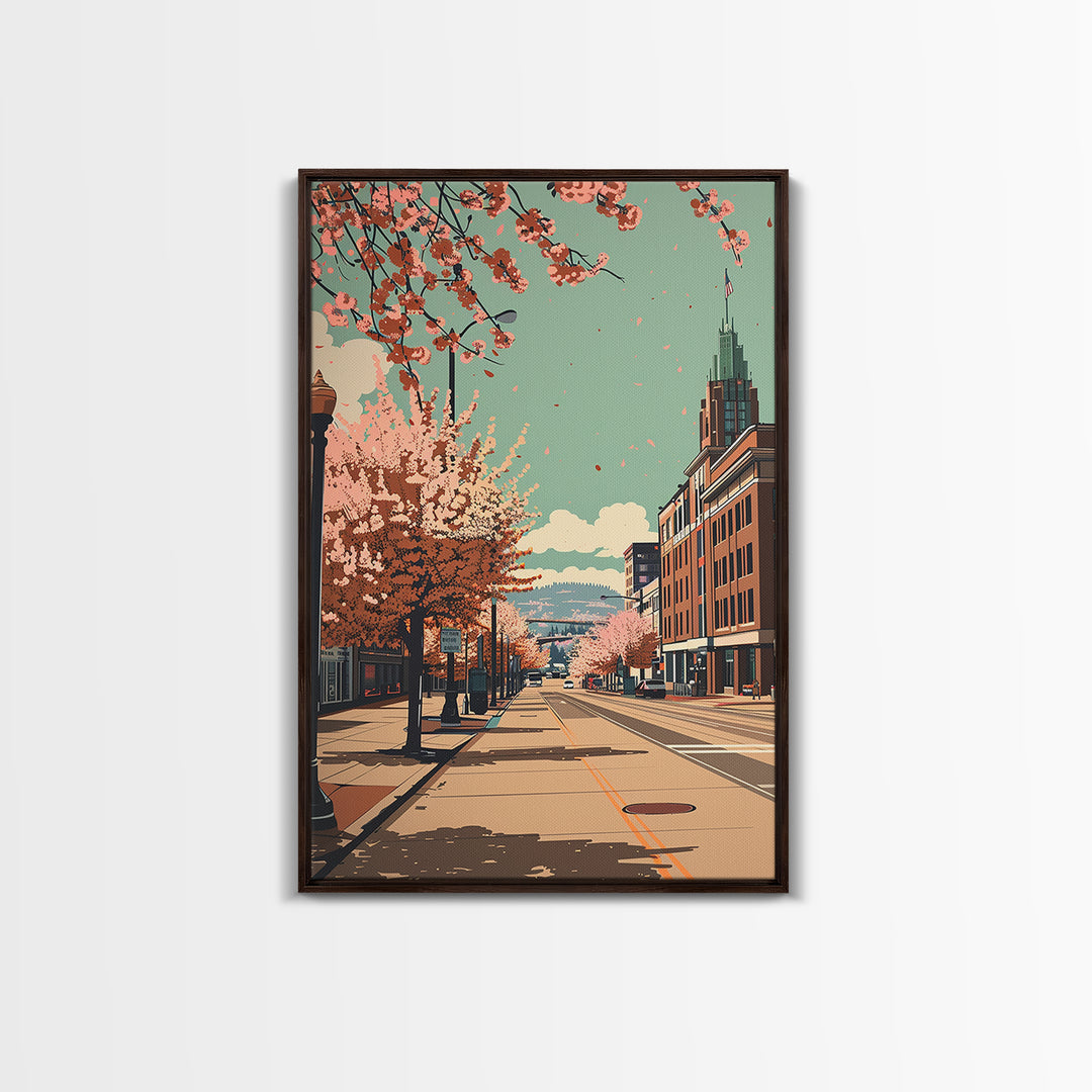 Spokane Travel Poster, Framed Canvas Print, City Travel Poster, Travel Wall Decor, Travel Wall Art, Modern Wall Decor, Travel Prints