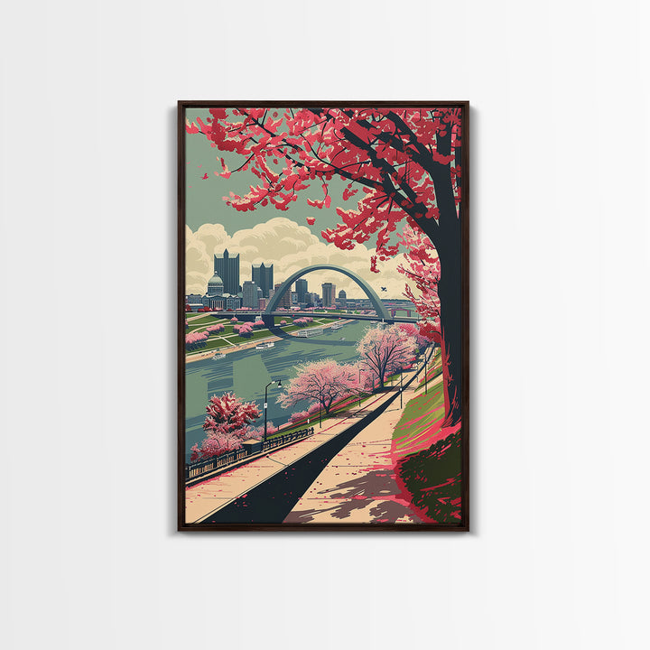 St Louis Travel Poster, Framed Canvas Print, Retro Travel Poster, City Wall Art, Wanderlust Gift, City Travel Poster, Retro Wall Art