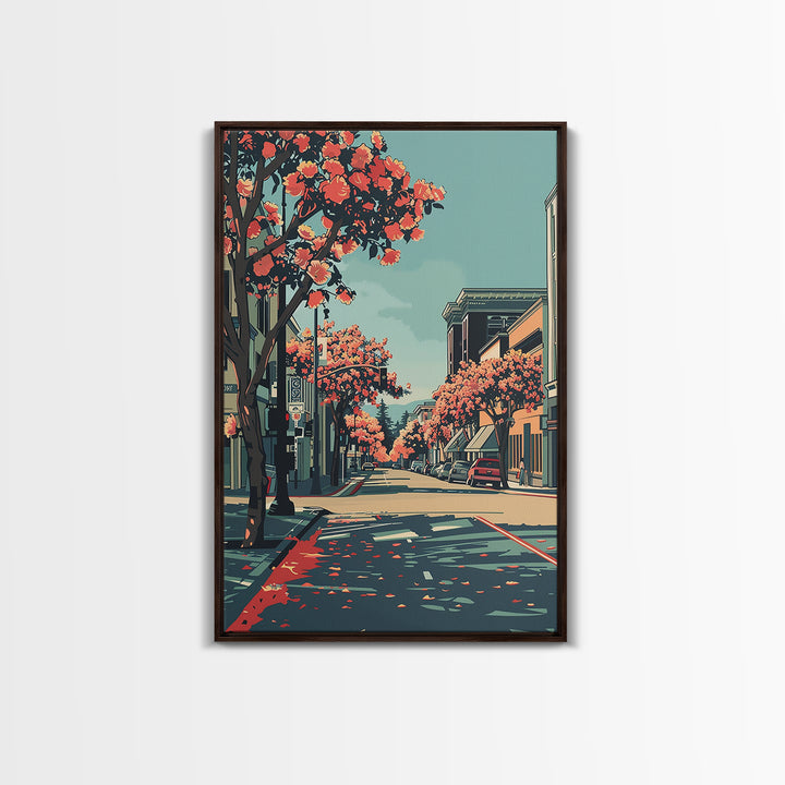 Sunnyvale Travel Poster, Canvas Print, City Travel Poster, Travel Wall Art, City Illustration, Mid Century Wall Art, Wanderlust Gift