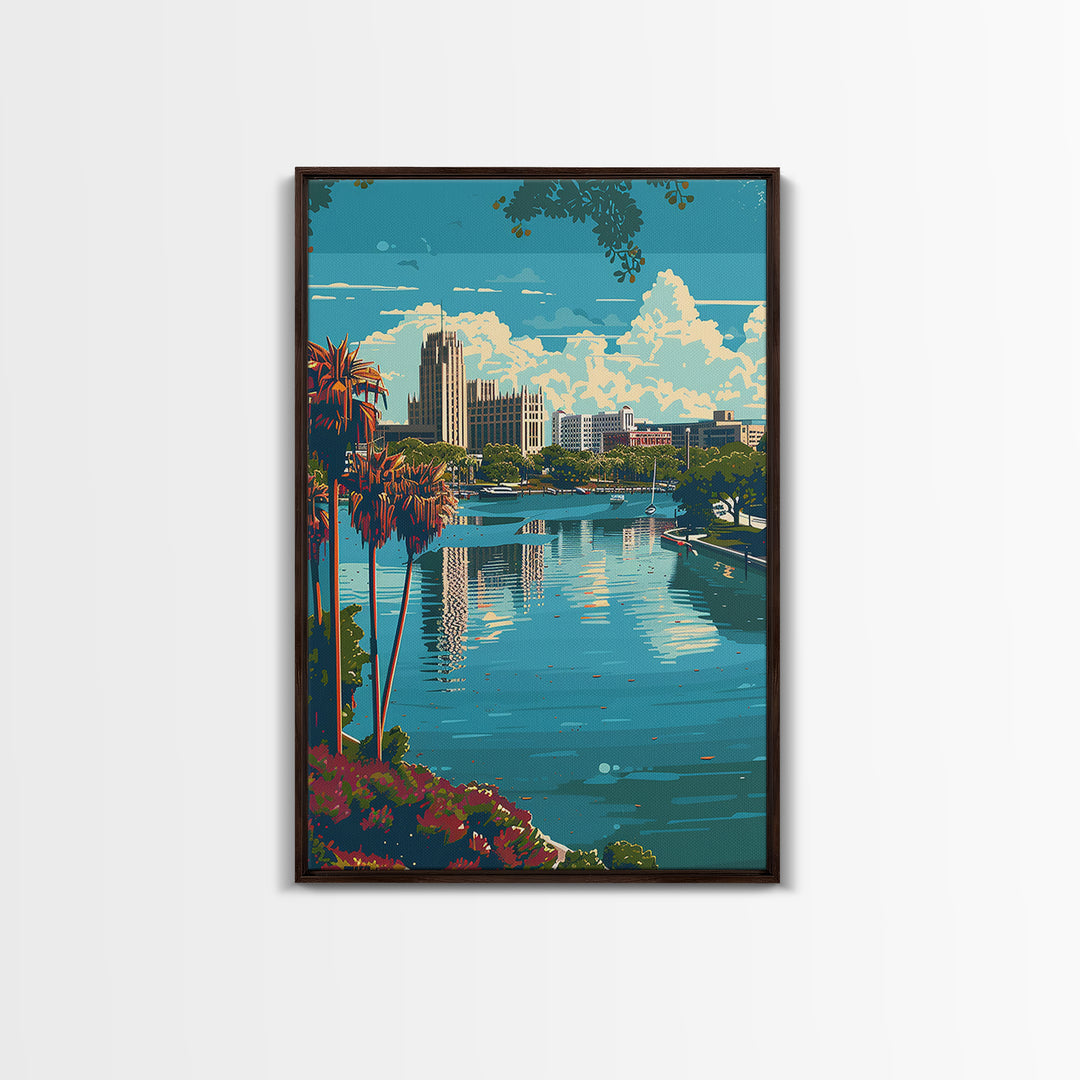 Tallahassee Travel Poster, Framed Canvas Print, Retro Travel Poster, City Wall Art, Travel Decor, Home Office Decor, Travel Wall Art