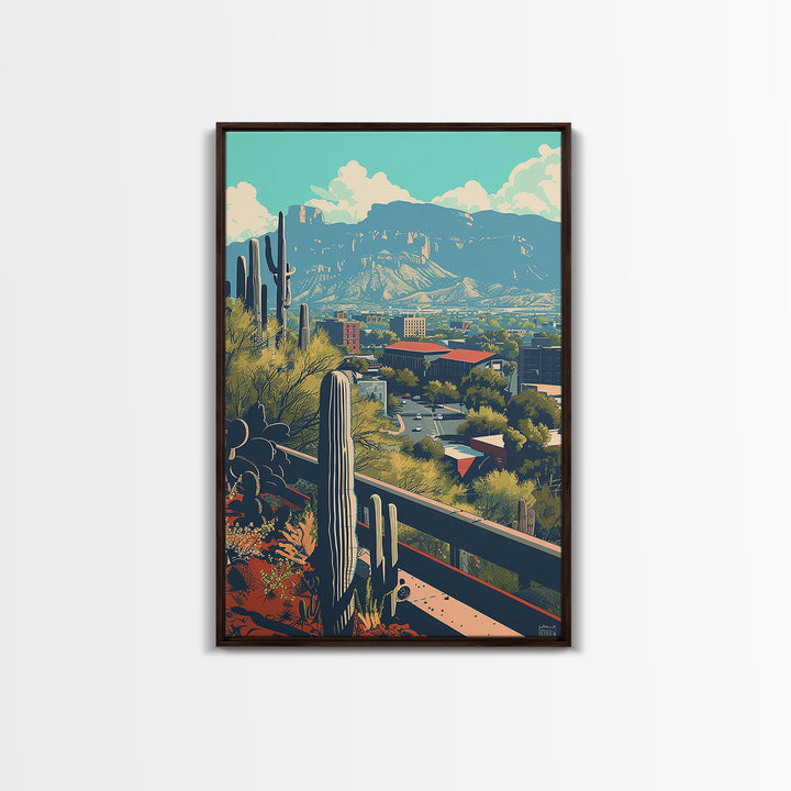 Tucson Travel Poster, Canvas Print, Retro Travel Poster, City Wall Art, City Illustration, Vintage City Poster, Living Room Wall Art