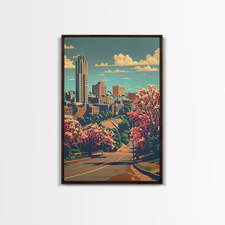 Tulsa Travel Poster, Framed Canvas Print, City Travel Poster, Travel Wall Art, Living Room Wall Art, Retro Travel Poster, Home Decor