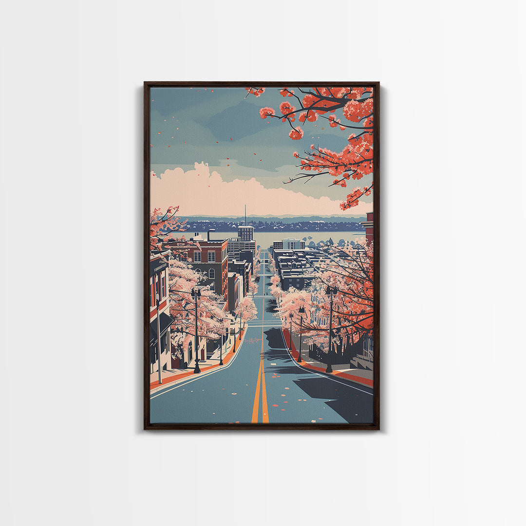 Tuscaloosa Travel Poster, Framed Canvas Print, Retro Wall Art, Travel Print, Vintage Travel, Vintage City Poster, City Travel Poster