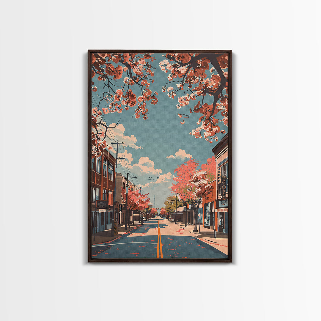 Tyler Travel Poster, Framed Canvas Print, City Travel Poster, Travel Wall Decor, City Illustration, Modern Wall Decor, City Wall Art