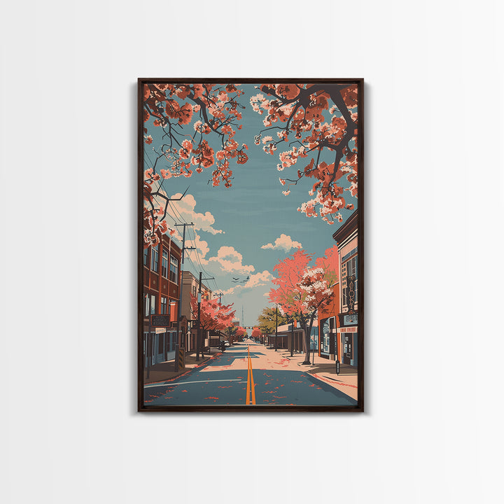 Tyler Travel Poster, Framed Canvas Print, City Travel Poster, Travel Wall Decor, City Illustration, Modern Wall Decor, City Wall Art