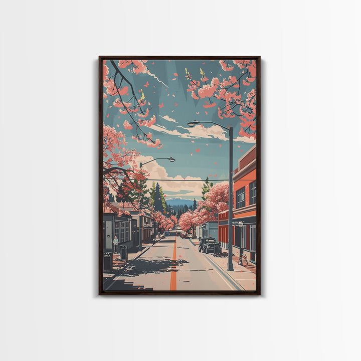 Vacaville Travel Poster, Framed Canvas Print, Retro Travel Poster, City Wall Art, City Illustration, Colorful Wall Art, Poster Print