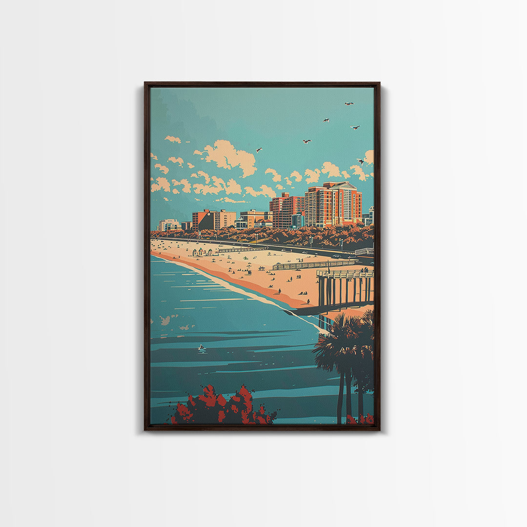 Virginia Beach Travel Poster, Framed Canvas Print, City Art Print, Travel Wall Art, Travel Prints, Travel Posters, Colorful Wall Art