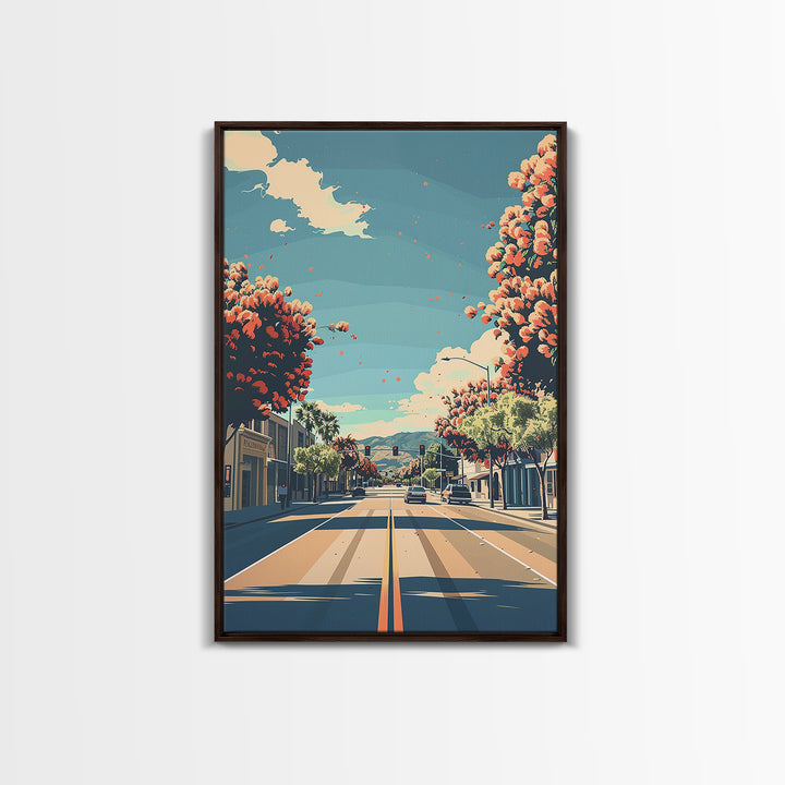 Visalia Travel Poster, Framed Canvas Print, Travel Wall Decor, Minimalist Poster, Retro Travel Poster, Retro Wall Art, Travel Prints