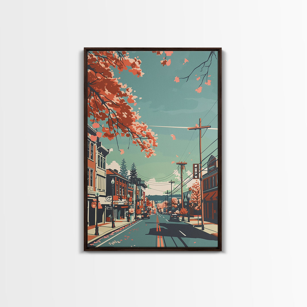 Warren Travel Poster, Framed Canvas Print, City Travel Poster, Travel Wall Art, Modern Wall Decor, City Wall Art, Retro Travel Print