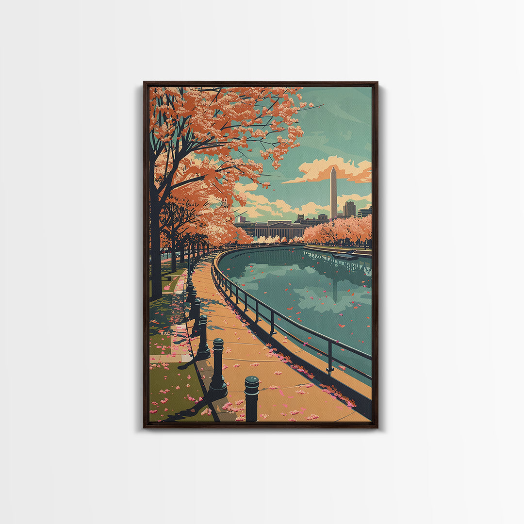 Washington Travel Poster, Framed Canvas Print, City Travel Poster, Travel Wall Art, Landscape Art, Retro Wall Art, Minimalist Poster