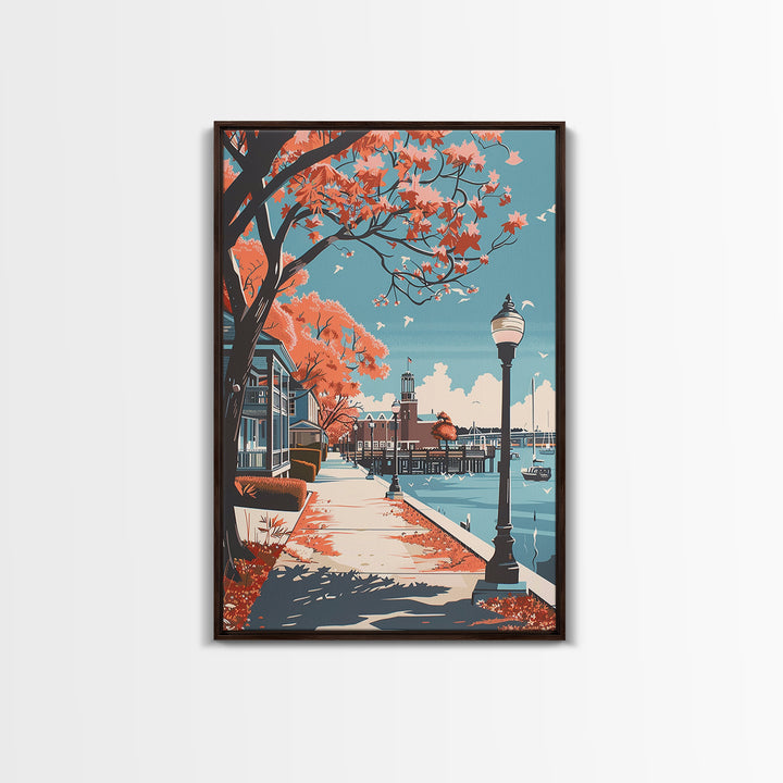 Wilmington Travel Poster, Framed Canvas Print, Retro Travel Poster, City Wall Art, Travel Posters, City Illustration, Fine Art Print