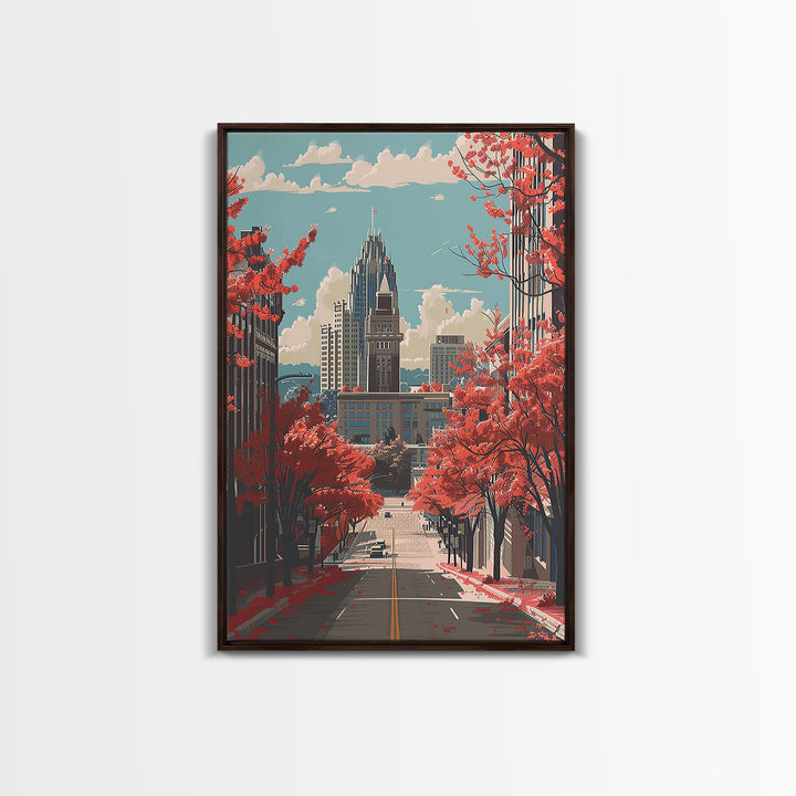 Winston-Salem Travel Poster, Framed Canvas Print, Retro Travel Poster, City Wall Art, Art Print, Travel Prints, Vintage Travel Print