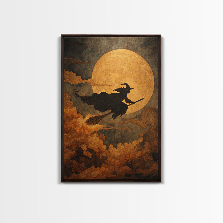 The Moonlit Witch, Visionary Gothic Art, Vertical Wall Art, Dark Fantasy Wall Art, Canvas Print, Halloween Wall Art, Macabre Wall Art
