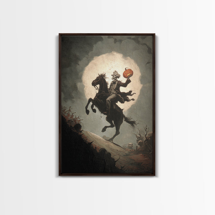 The Headless Horseman, Gothic Nightmare Art, Vertical Wall Art, Dark Halloween Decor, Canvas Print, Halloween Wall Art