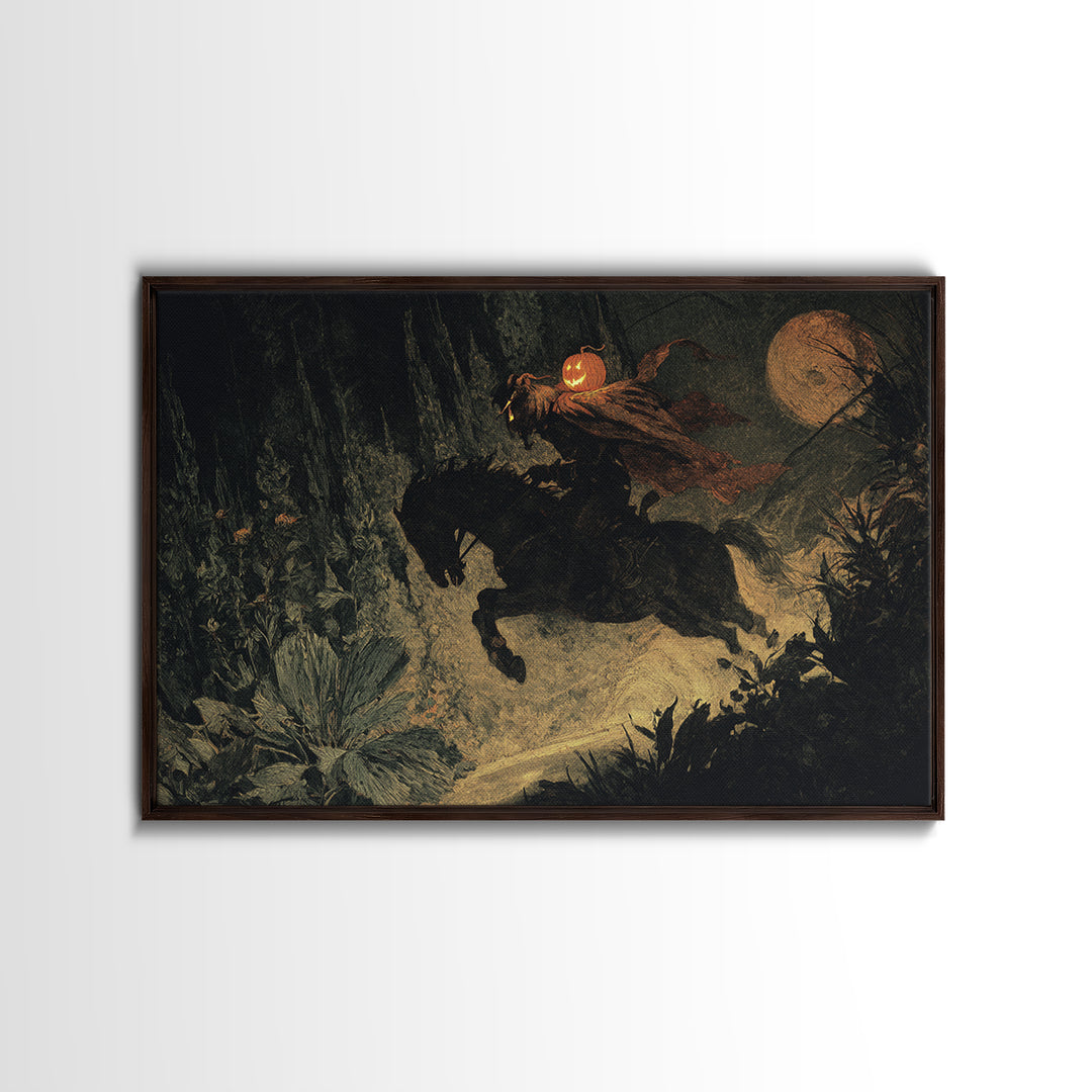 The Headless Horseman, Symbolist Gothic Landscape, Landscape Wall Art, Gothic Horror Wall Art, Canvas Print, Halloween Wall Art