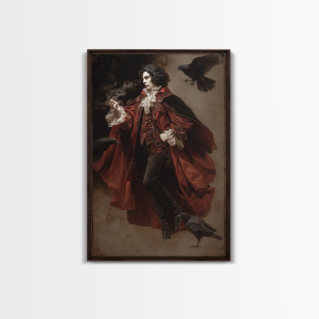 The Crimson Vampire, Danse Macabre Art, Vertical Wall Art, Gothic Horror Wall Art, Framed Canvas Print