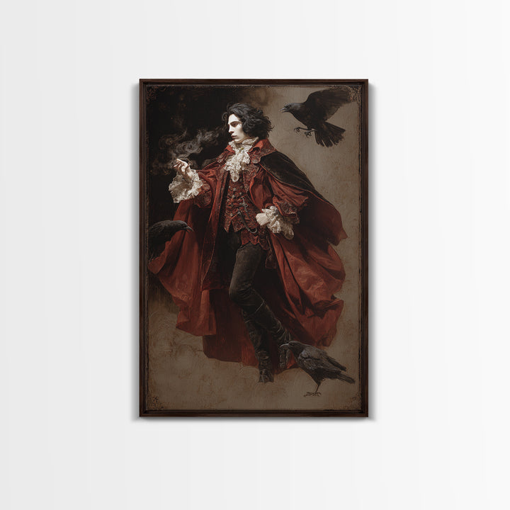 The Crimson Vampire, Danse Macabre Art, Vertical Wall Art, Gothic Horror Wall Art, Framed Canvas Print
