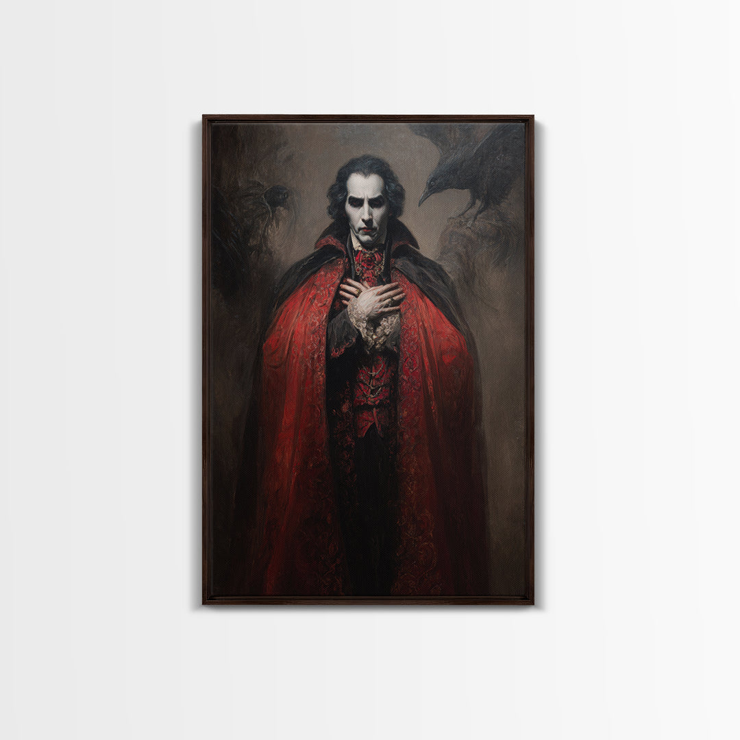 The Crimson Vampire, Dark Romantic Horror Art, Vertical Wall Art, Gothic Horror Wall Art, Canvas Print, Halloween Wall Art