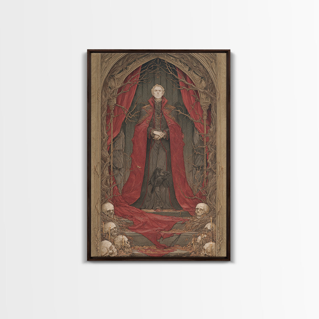 The Crimson Vampire, Decadent Gothic Art, Vertical Wall Art, Dark Fantasy Wall Art, Canvas Print, Halloween Wall Art, Halloween Decor