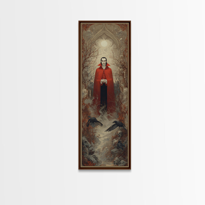 The Crimson Vampire, Surreal Apocalyptic Art, Tall Narrow Wall Art, Dark Halloween Decor, Canvas Print, Halloween Wall Art