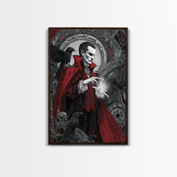 The Crimson Vampire, Biomechanical Horror Art, Vertical Wall Art, Dark Fantasy Wall Art, Canvas Print, Halloween Wall Art, Gothic Home Decor