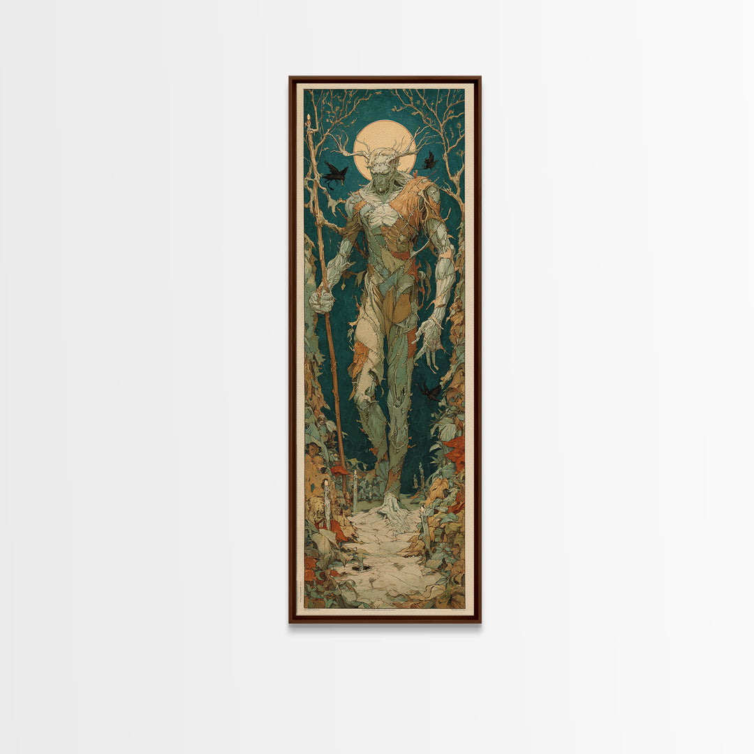The Stitched Giant, Dark Renaissance Art, Tall Narrow Wall Art, Gothic Horror Wall Art, Framed Canvas Print, Halloween Wall Art