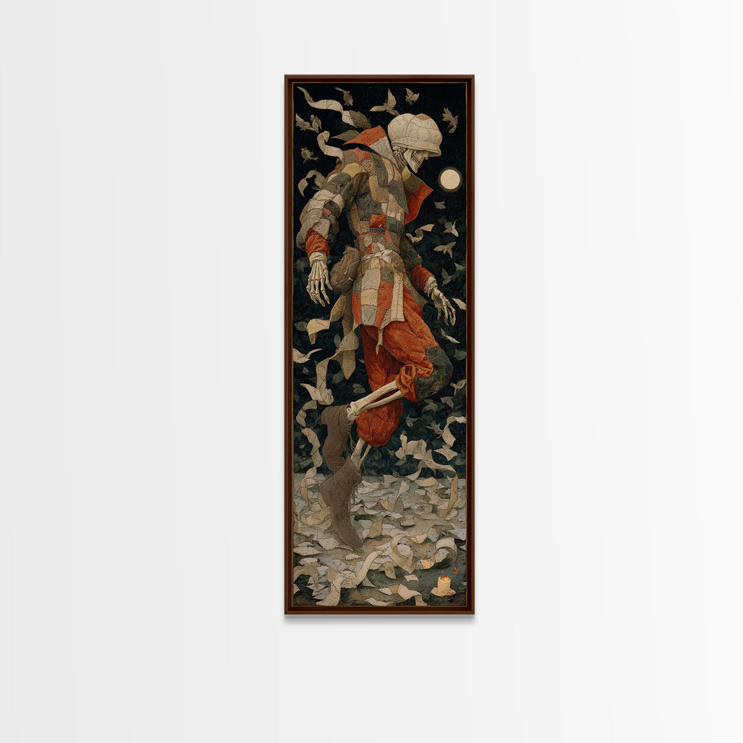 The Stitched Giant, Danse Macabre Art, Tall Narrow Wall Art, Macabre Wall Art, Canvas Print, Halloween Wall Art