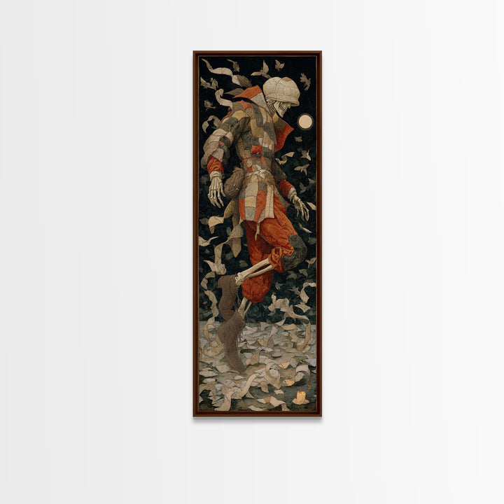 The Stitched Giant, Danse Macabre Art, Tall Narrow Wall Art, Macabre Wall Art, Canvas Print, Halloween Wall Art