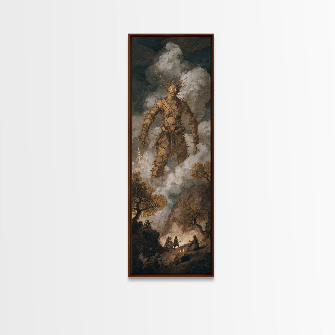 The Stitched Giant, Baroque Witchcraft Art, Tall Narrow Wall Art, Macabre Wall Art, Canvas Print, Halloween Wall Art