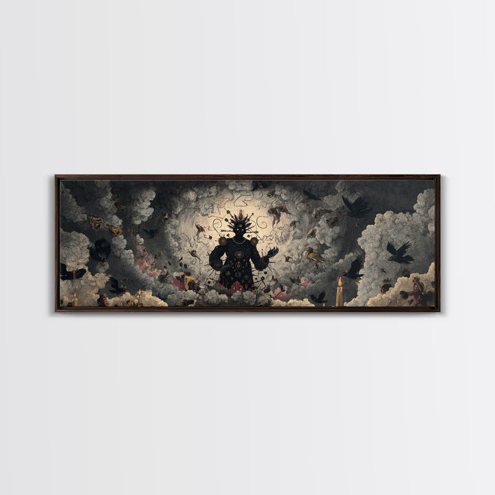 The Stitched Giant, Dark Romantic Horror Art, Extra Wide Wall Art, Dark Halloween Decor, Framed Canvas Print, Halloween Wall Art