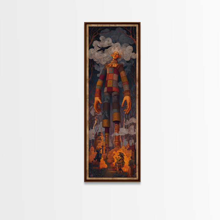 The Stitched Giant, Visionary Gothic Art, Tall Narrow Wall Art, Gothic Horror Wall Art, Canvas Print, Halloween Wall Art