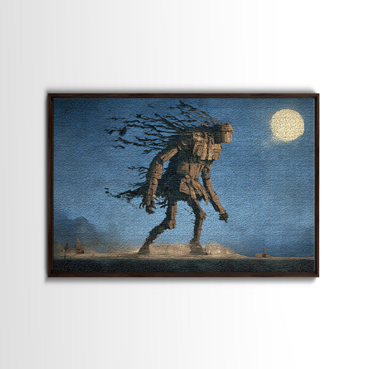 The Stitched Giant, Romantic Gothic Landscape, Landscape Wall Art, Dark Halloween Decor, Canvas Print, Halloween Wall Art