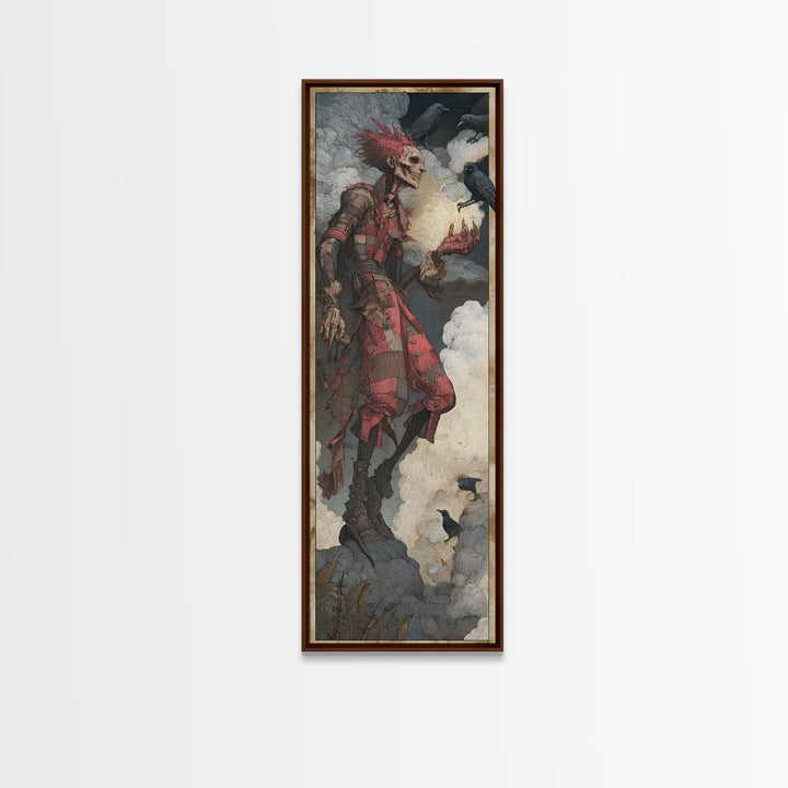 The Stitched Giant, Decadent Gothic Art, Tall Narrow Wall Art, Macabre Wall Art, Framed Canvas Print, Halloween Wall Art
