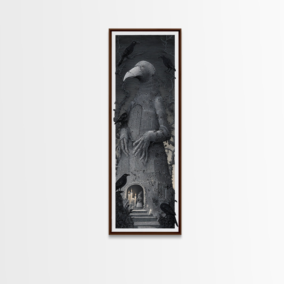 The Stitched Giant, Victorian Macabre Art, Tall Narrow Wall Art, Macabre Wall Art, Canvas Print, Halloween Wall Art, Seasonal Home Decor