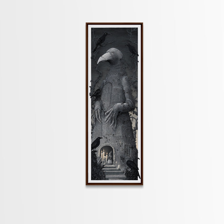 The Stitched Giant, Victorian Macabre Art, Tall Narrow Wall Art, Macabre Wall Art, Canvas Print, Halloween Wall Art, Seasonal Home Decor